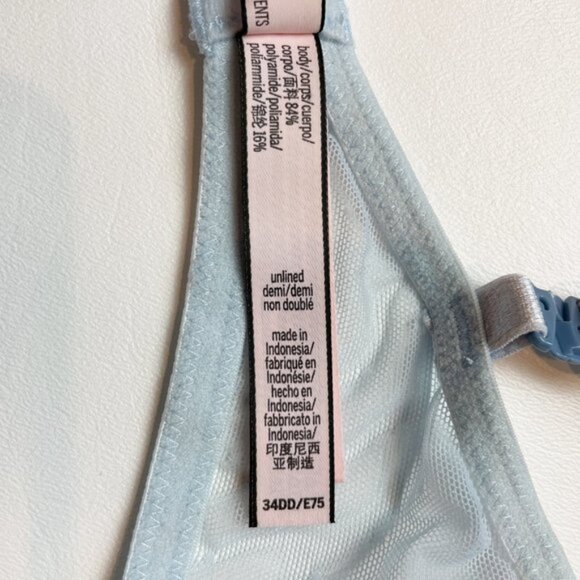 NWOT Victoria's Secret Bra 34DD Unlined Demi Blue Floral Lace B1459 - Picture 7 of 7